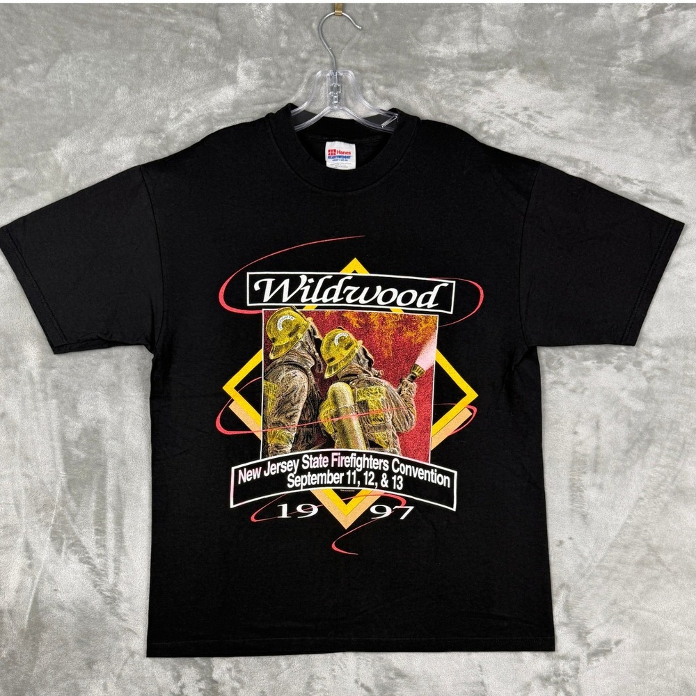 Vintage 1997‎ Wildwood NJ State Firefighters Convention Hanes T-Shirt Mens Large